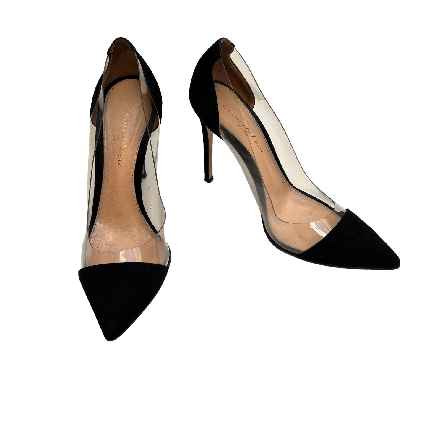 Black Suede and Plexi Heels - 6.5