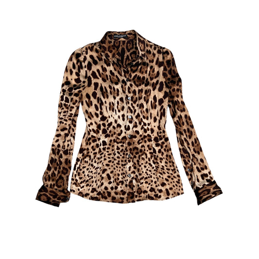 Leopard Silk Shirt - M