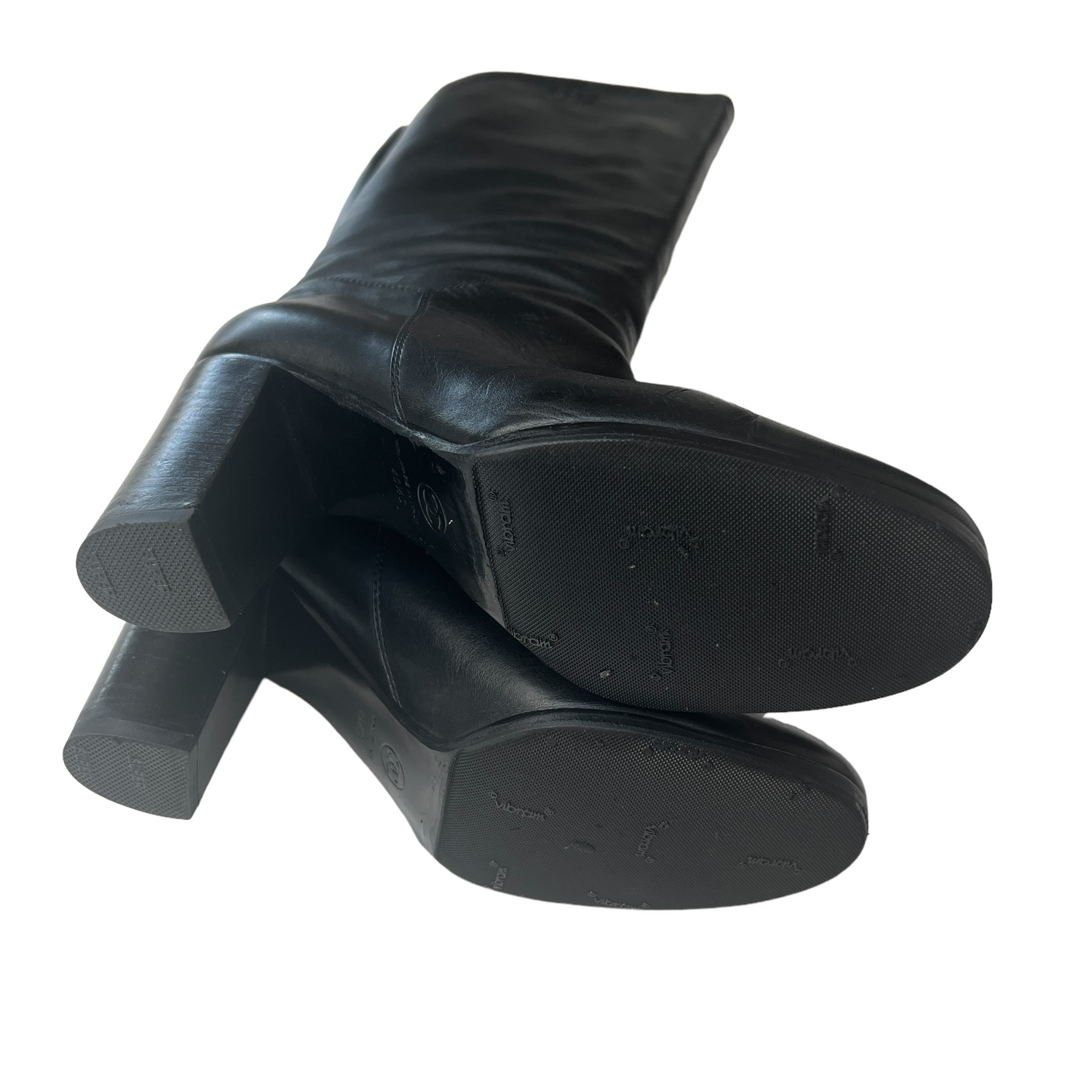 Black Leather Tall Boots - 10.5