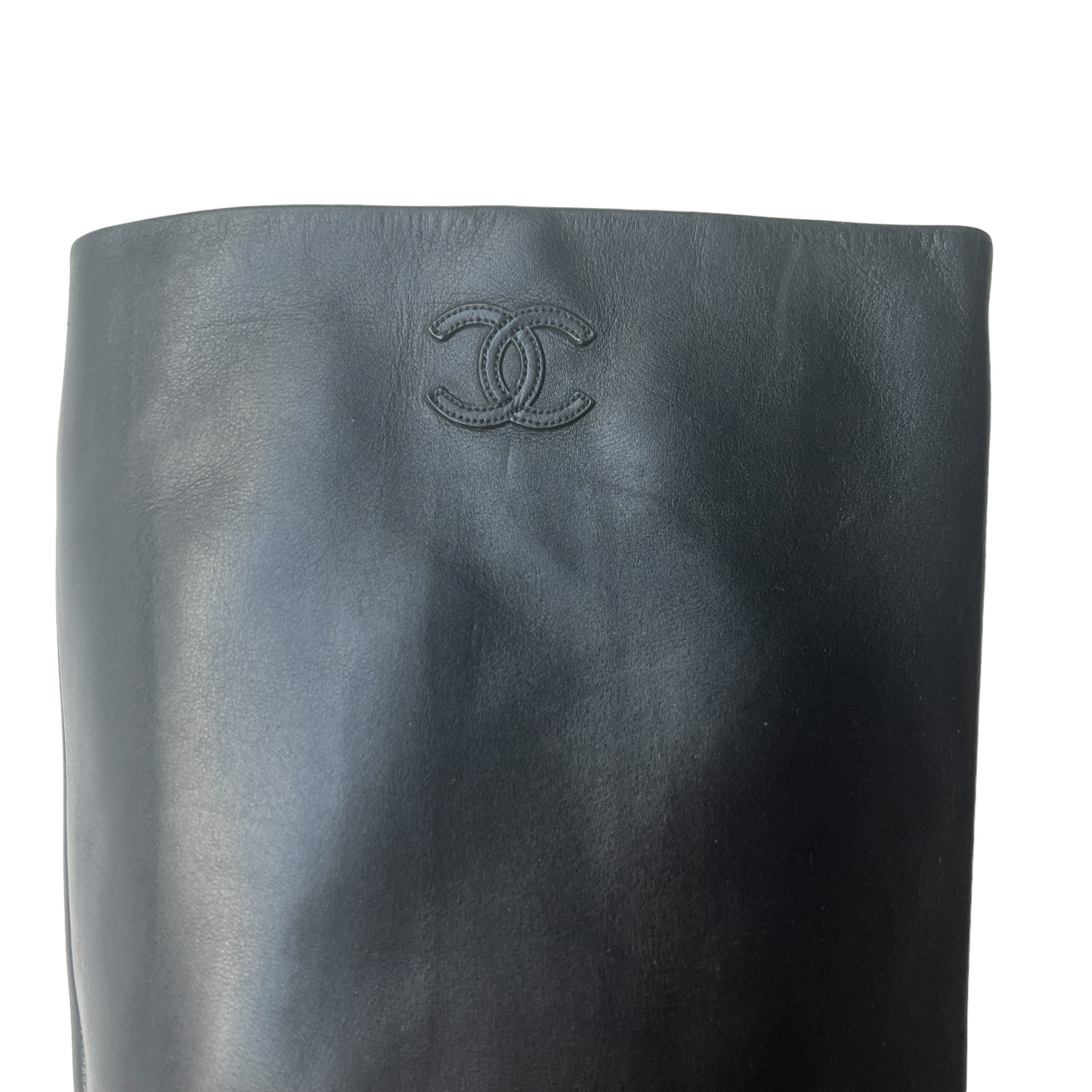 Black Leather Tall Boots - 10.5