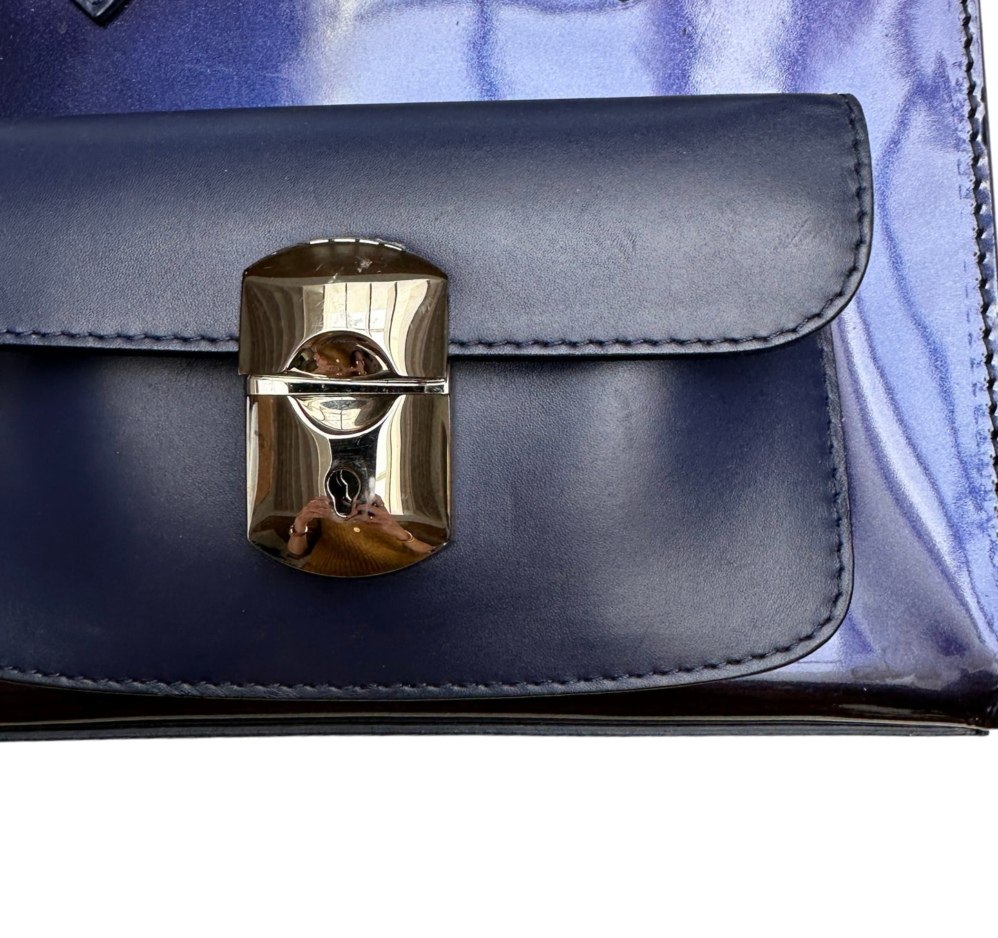 Blue Leather Mini Tote