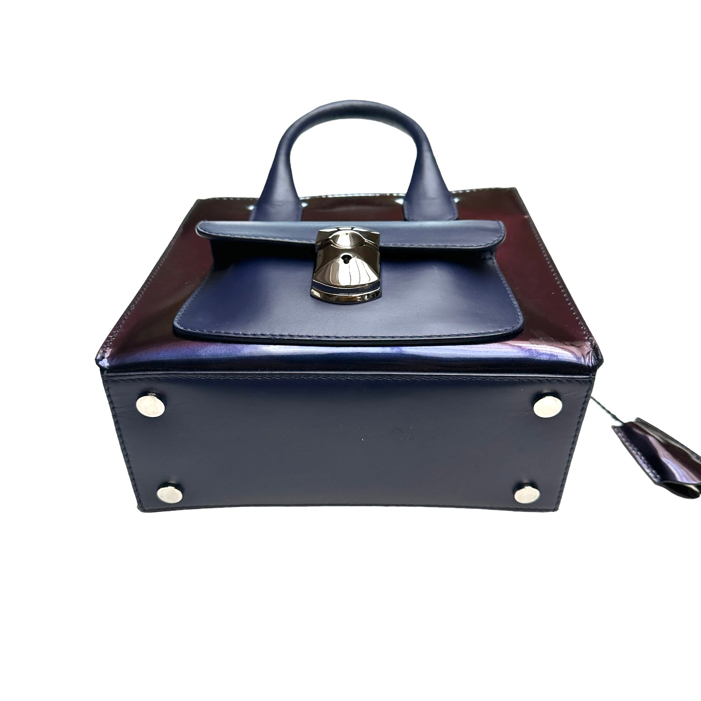 Blue Leather Mini Tote