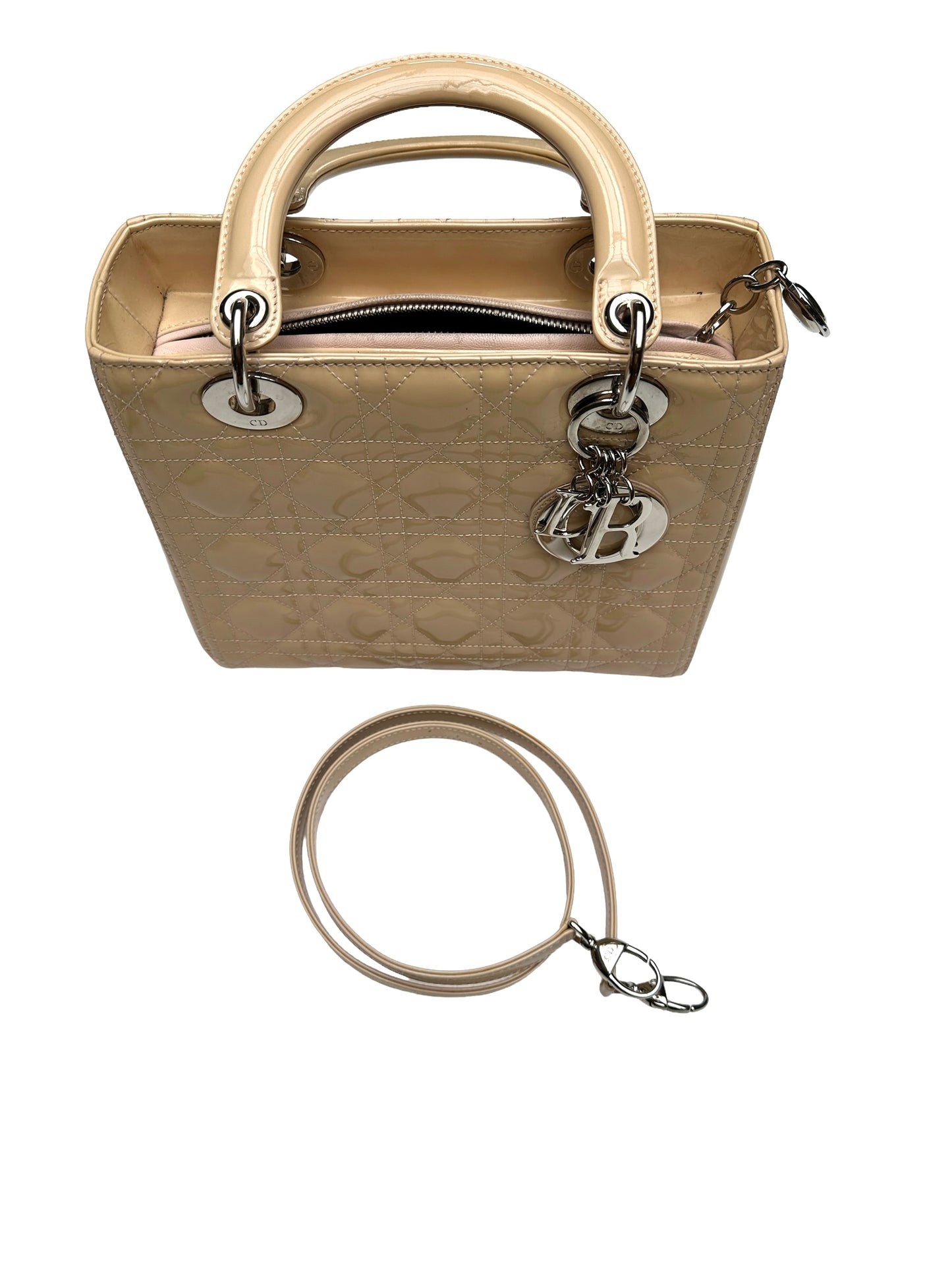 Cream Patent Cannage Lady Dior Bag