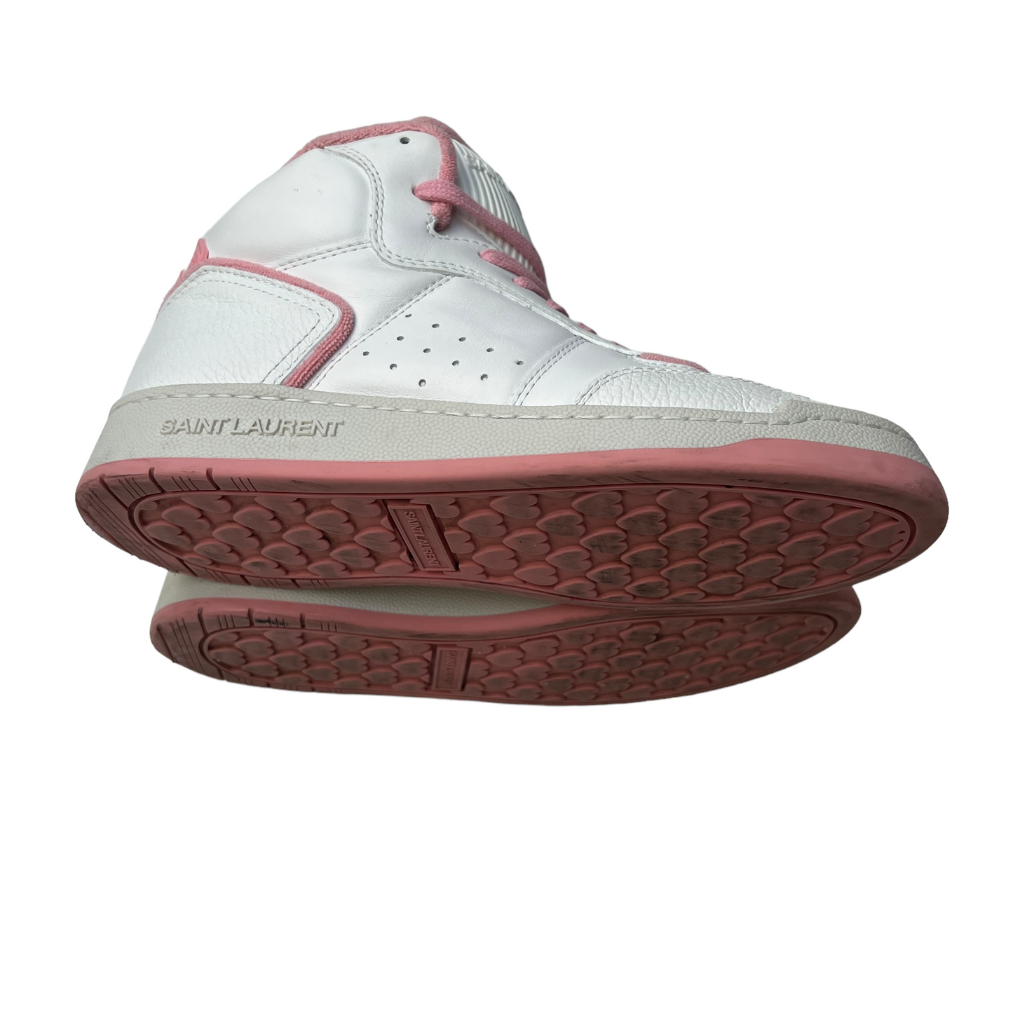 White and Pink High Top Sneakers - 8