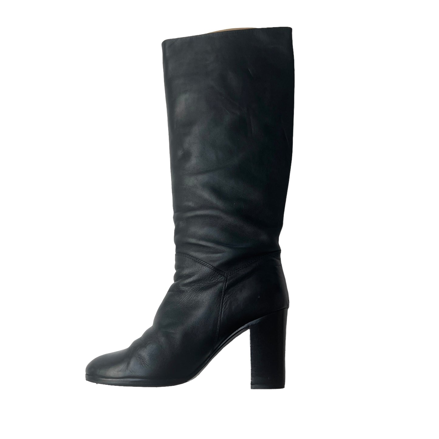 Black Leather Tall Boots - 10.5