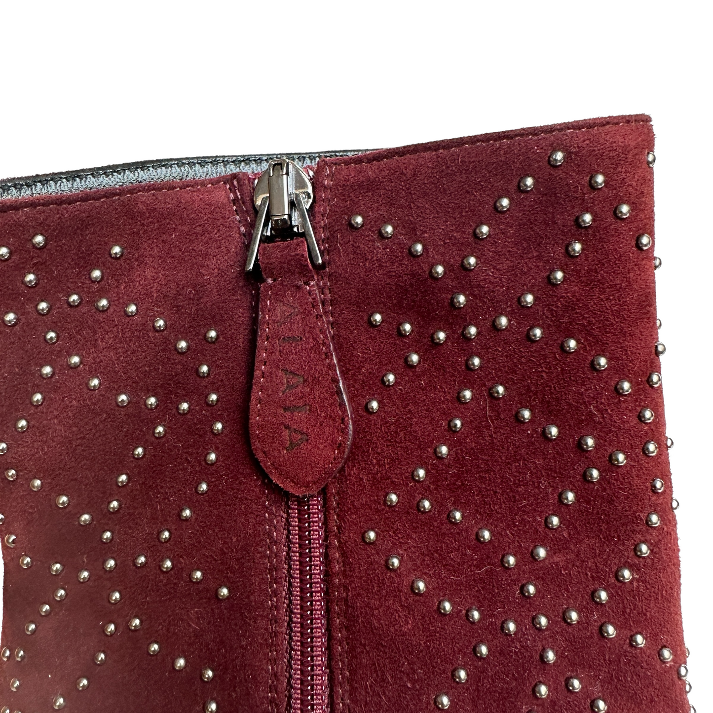 Burgundy Suede Heels Boots - 9