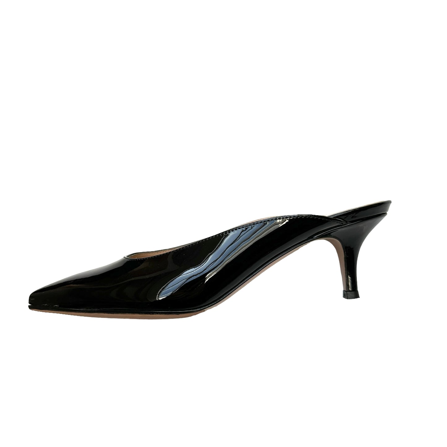 Black Patent Leather Kitten Heels - 5