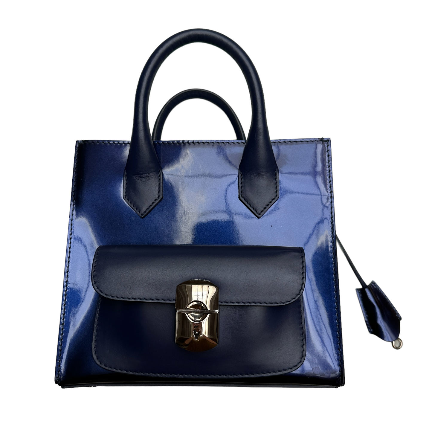 Blue Leather Mini Tote