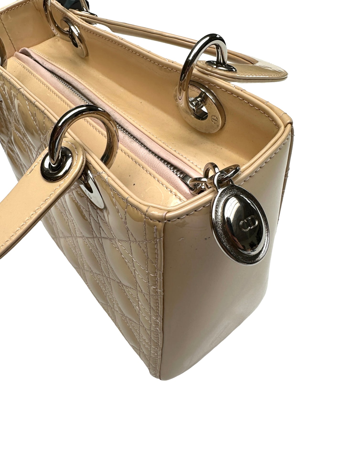Cream Patent Cannage Lady Dior Bag