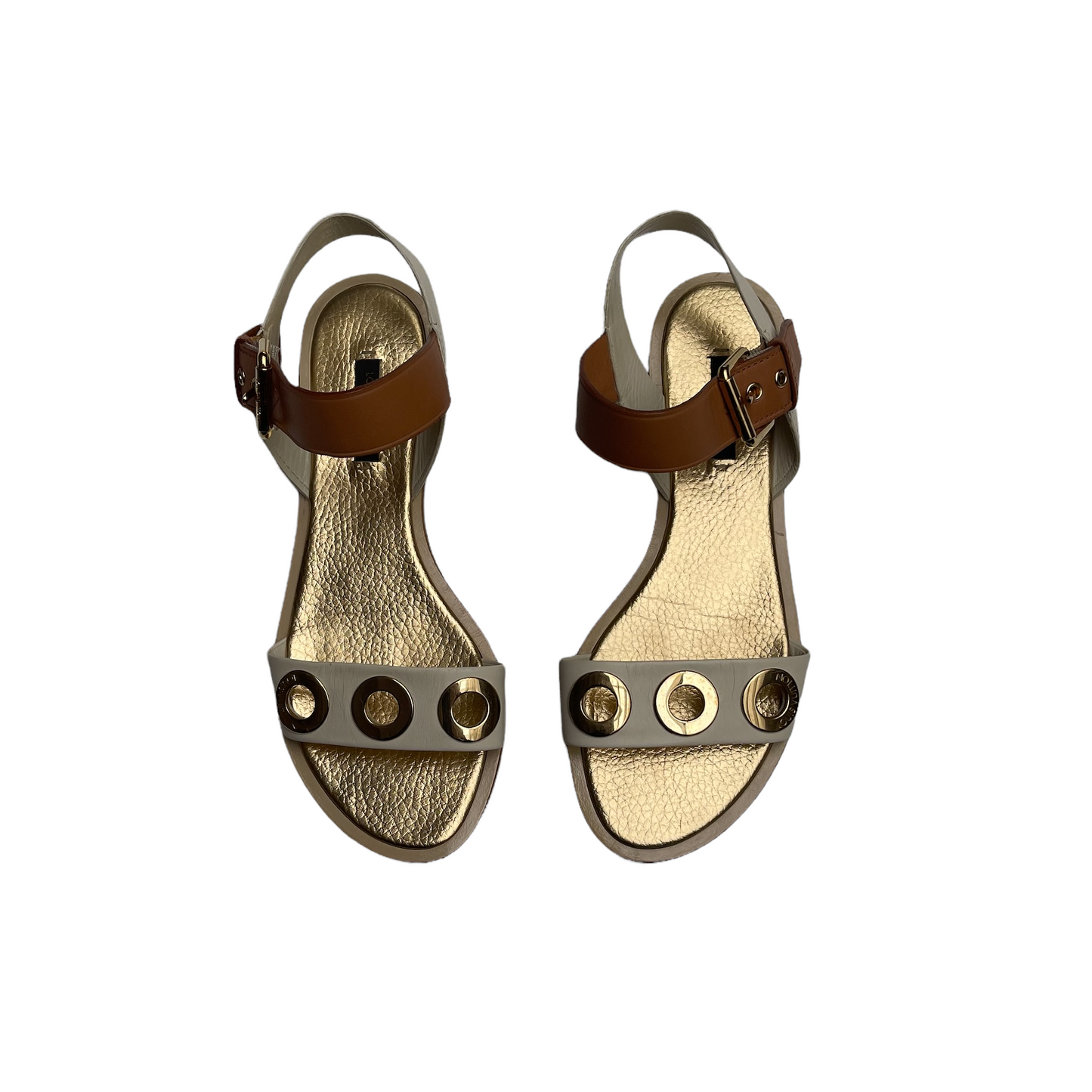 Gold Leather Sandals - 7.5