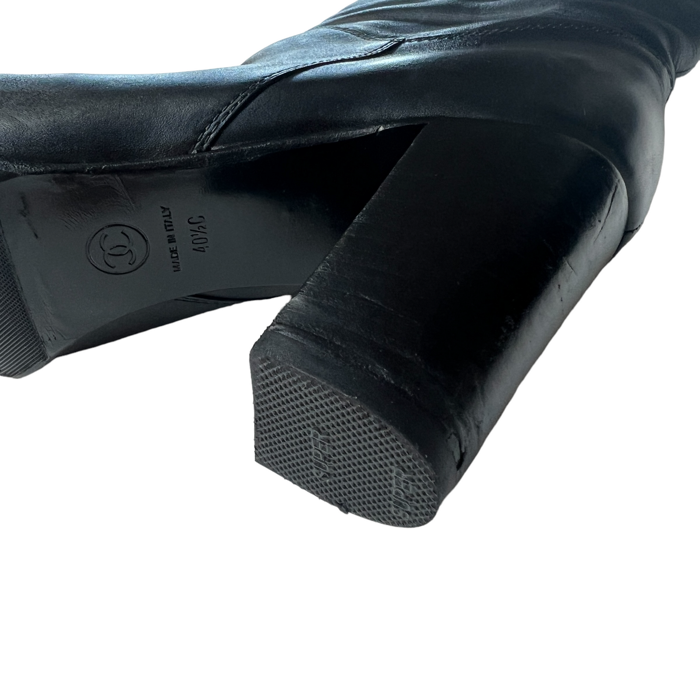 Black Leather Tall Boots - 10.5