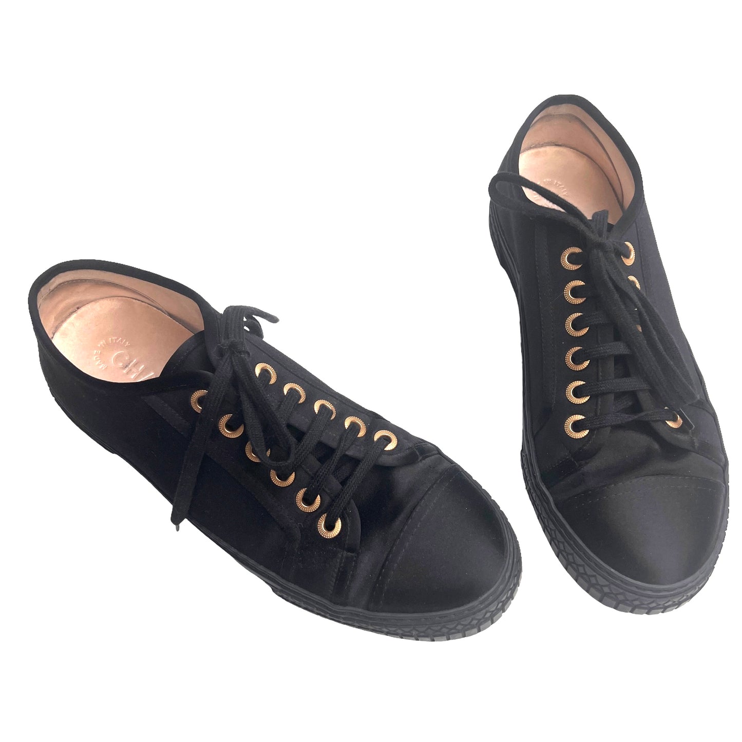 Black Satin Sneakers - 9.5