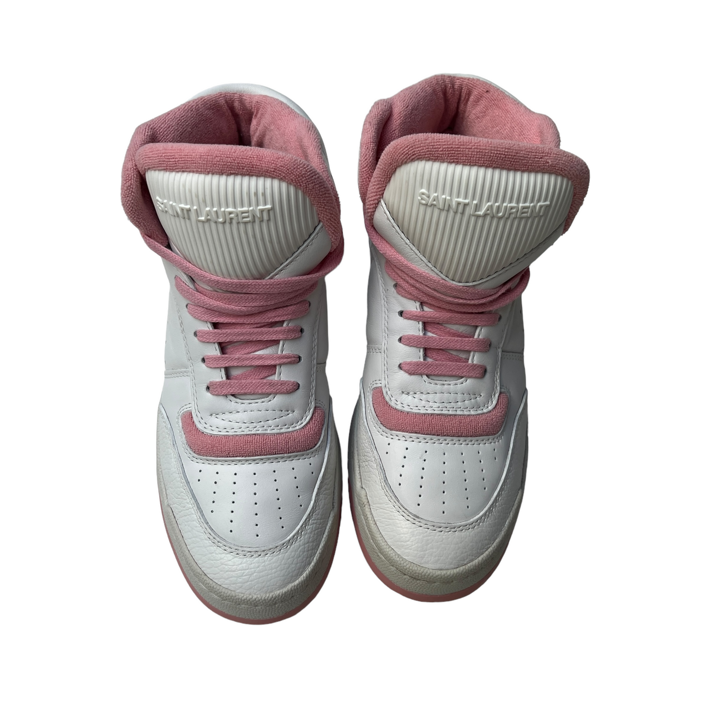 White and Pink High Top Sneakers - 8