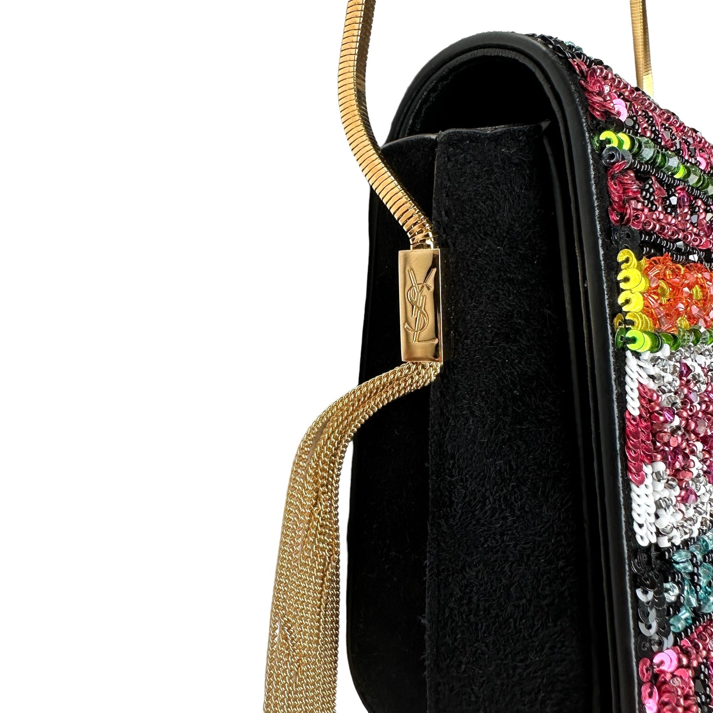 Kate Monogram YSL Small Sequin Tassel-Side Chain Crossbody Bag