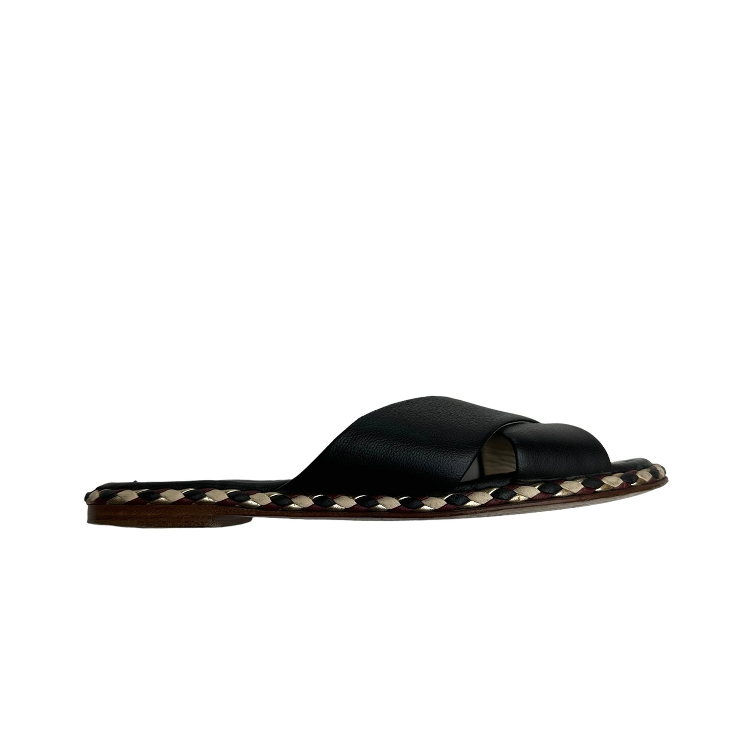 Black Leather Slides - 5