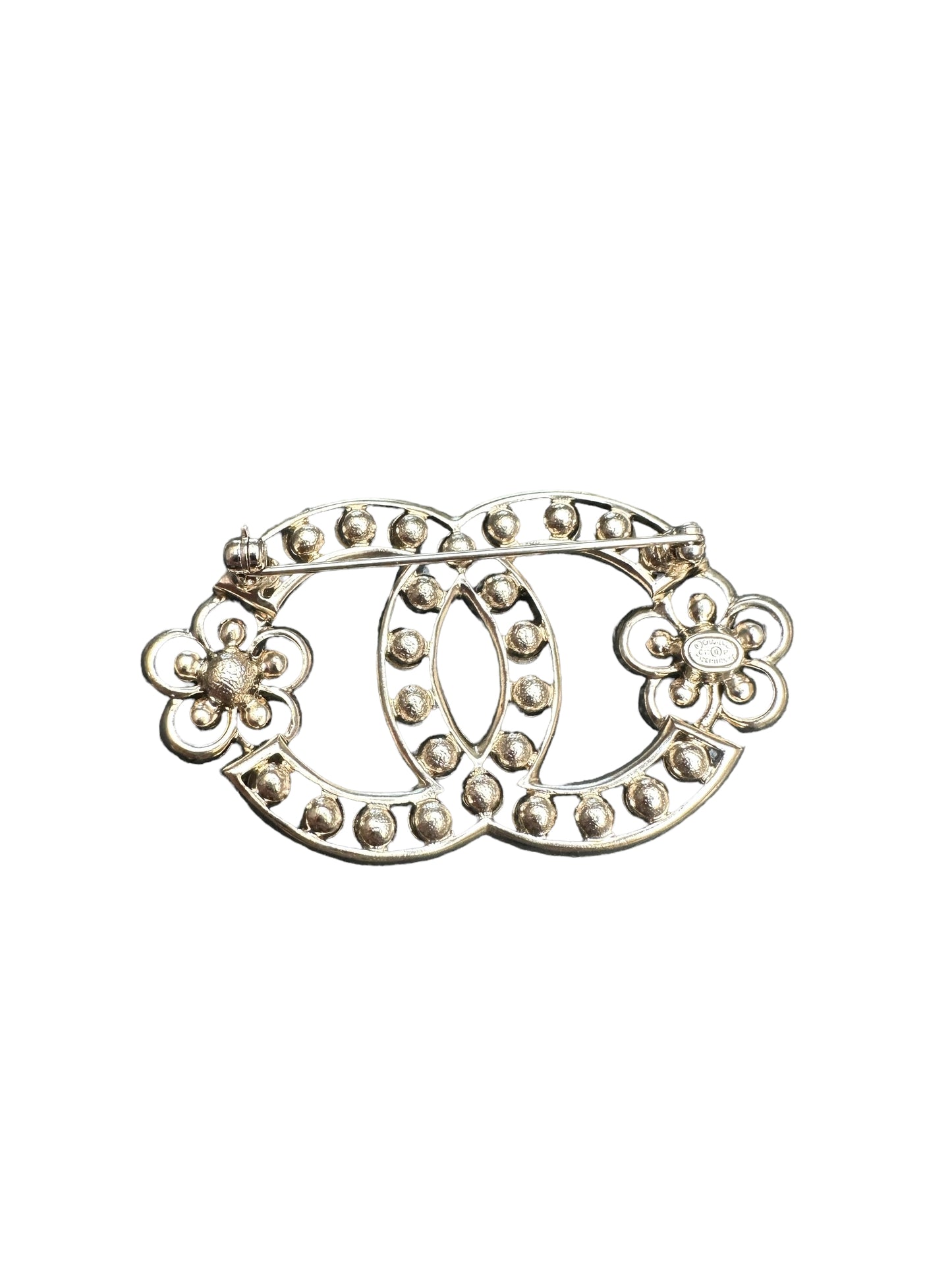Crystals and Faux-Pearl Brooch