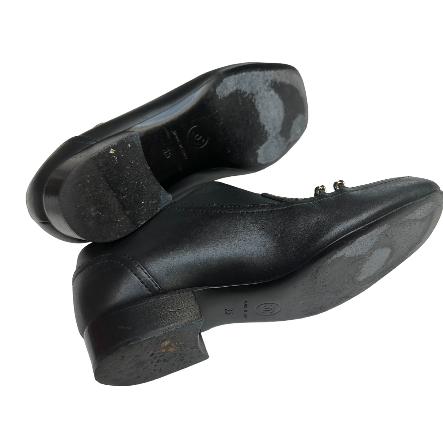 Black Leather Logo Booties - 5
