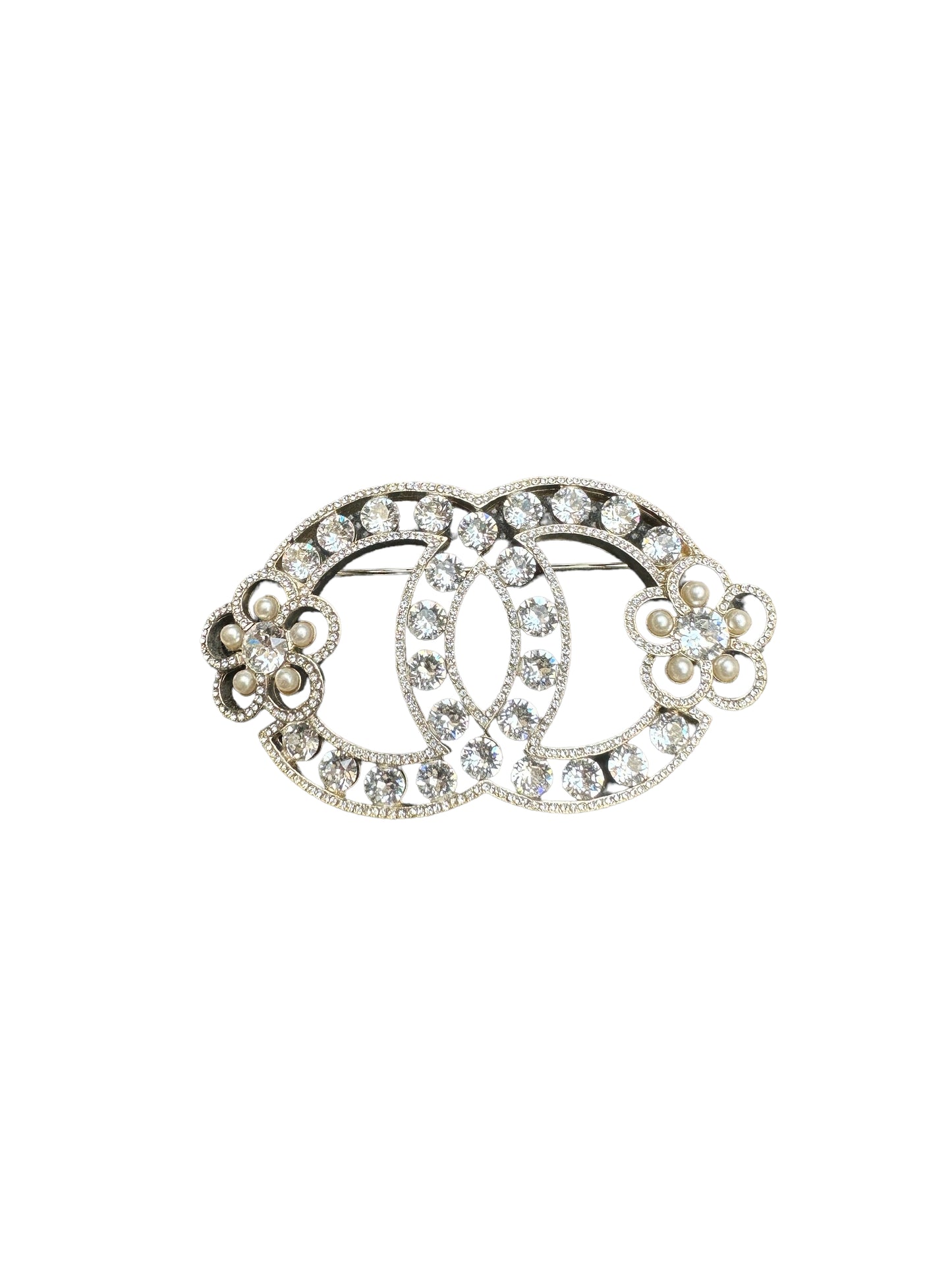 Crystals and Faux-Pearl Brooch