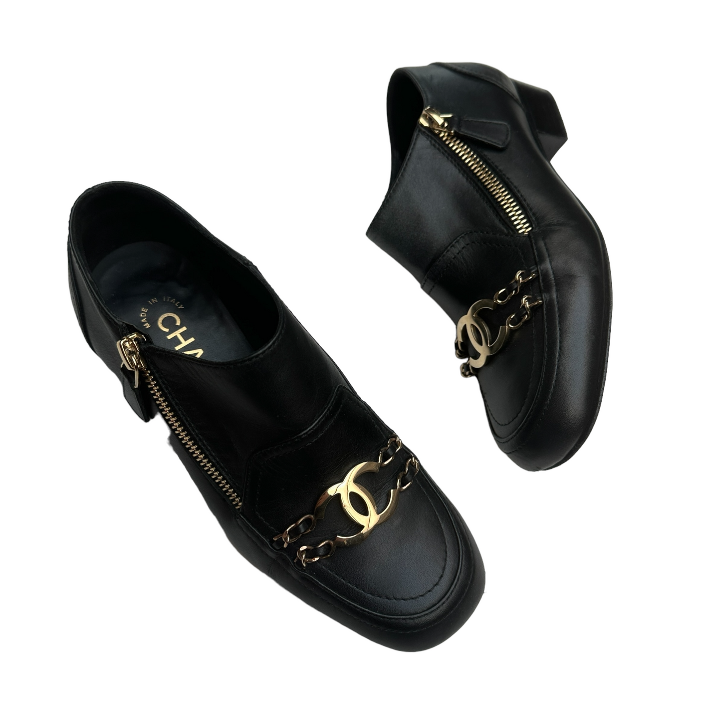Black Leather Logo Booties - 5
