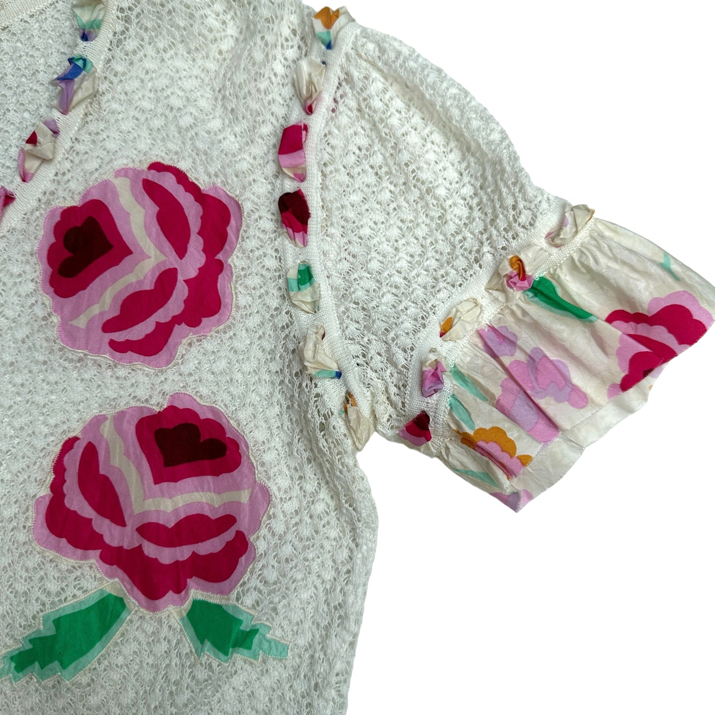 White Floral Cropped Top - XS