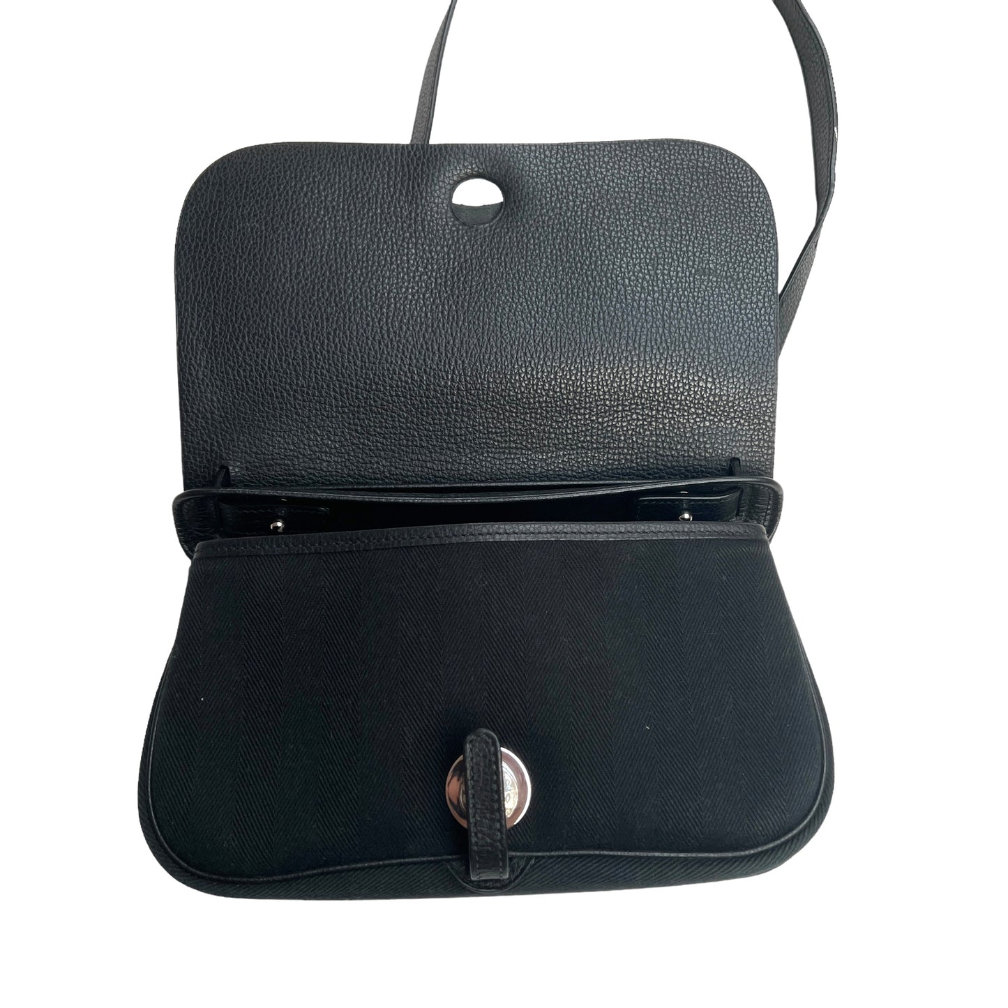 Black Leather & Fabric Shoulder Bag