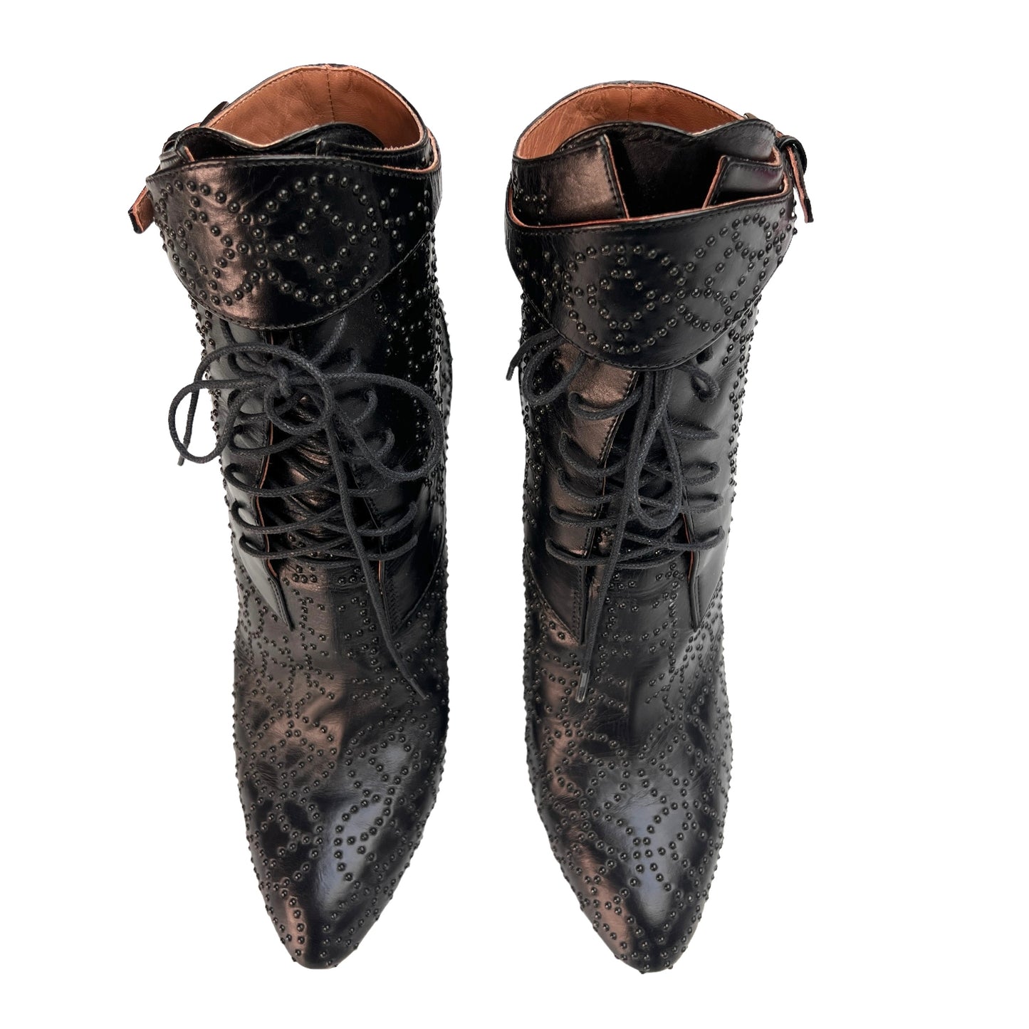 Black Studded Heeled Boots - 9.5