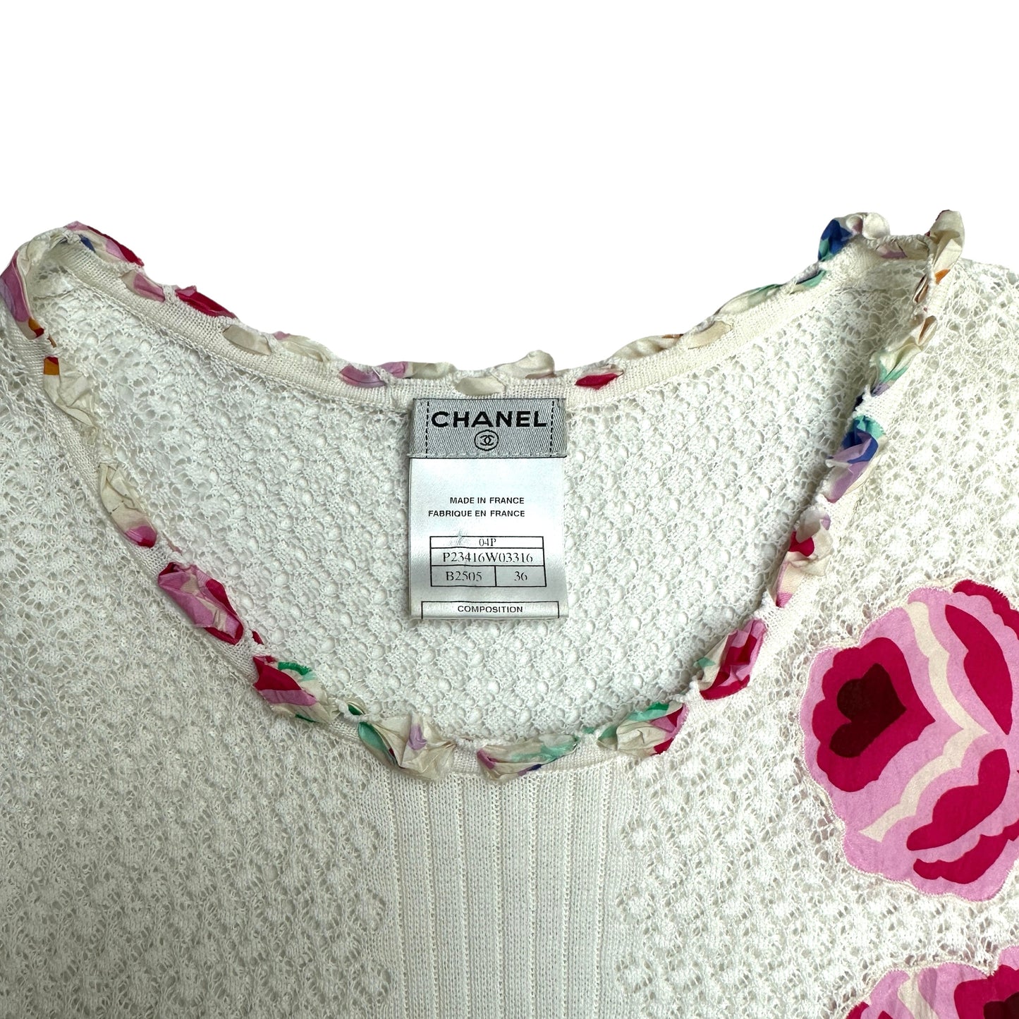 White Floral Cropped Top - XS