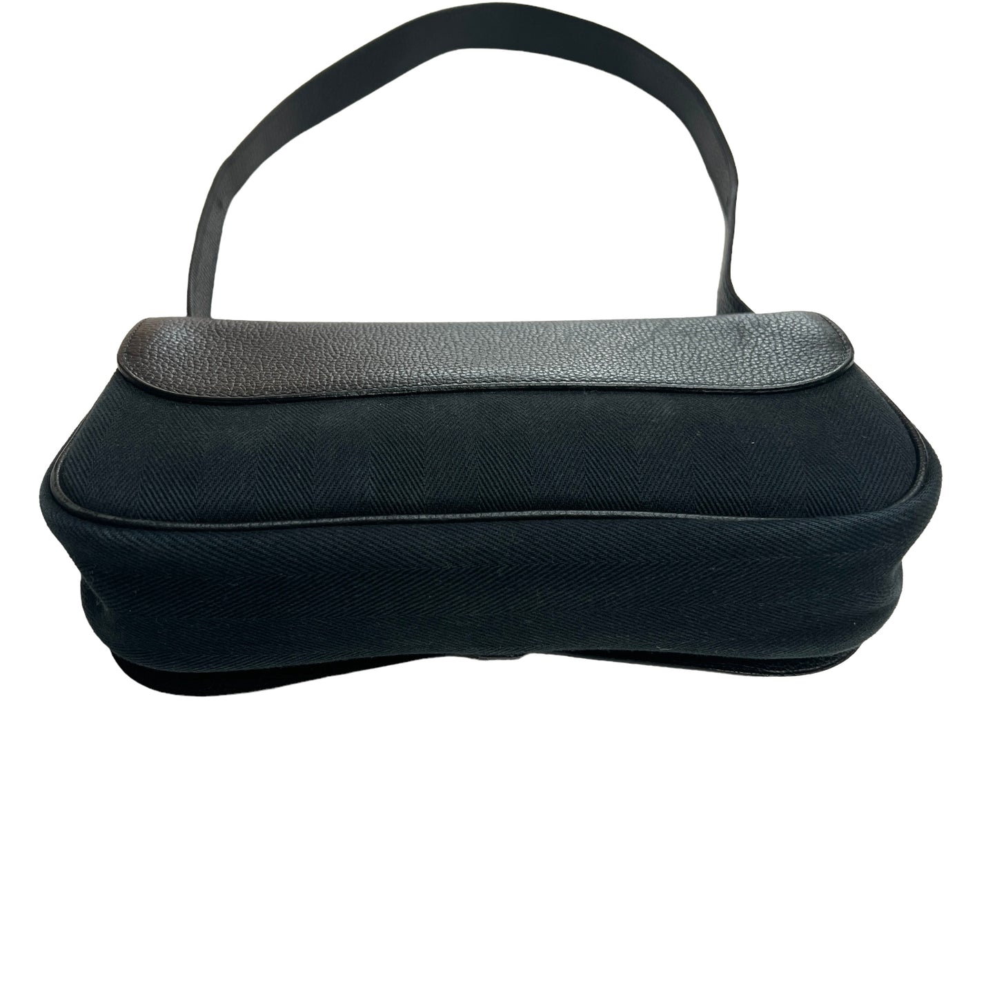 Black Leather & Fabric Shoulder Bag