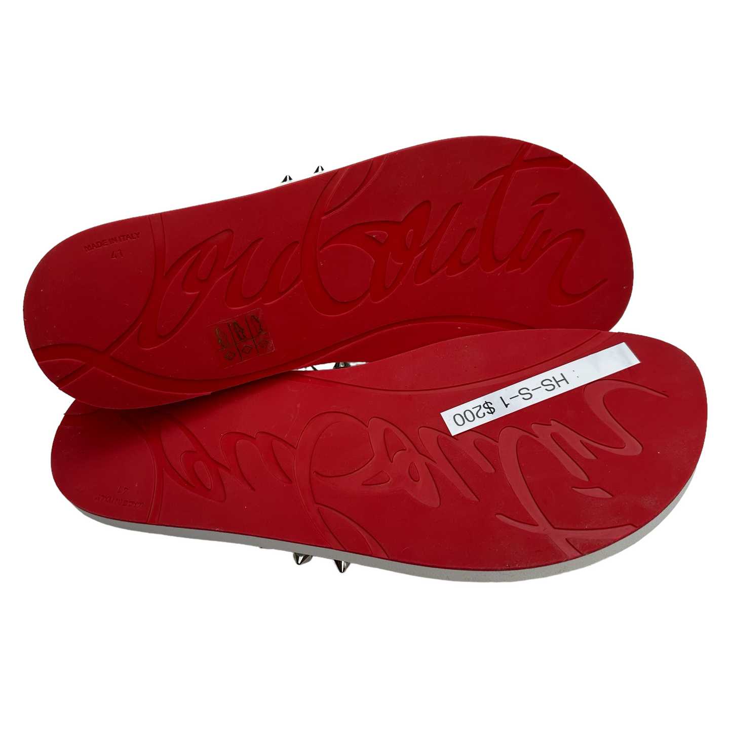 White Rubber Flip Flops w/Spikes - 11