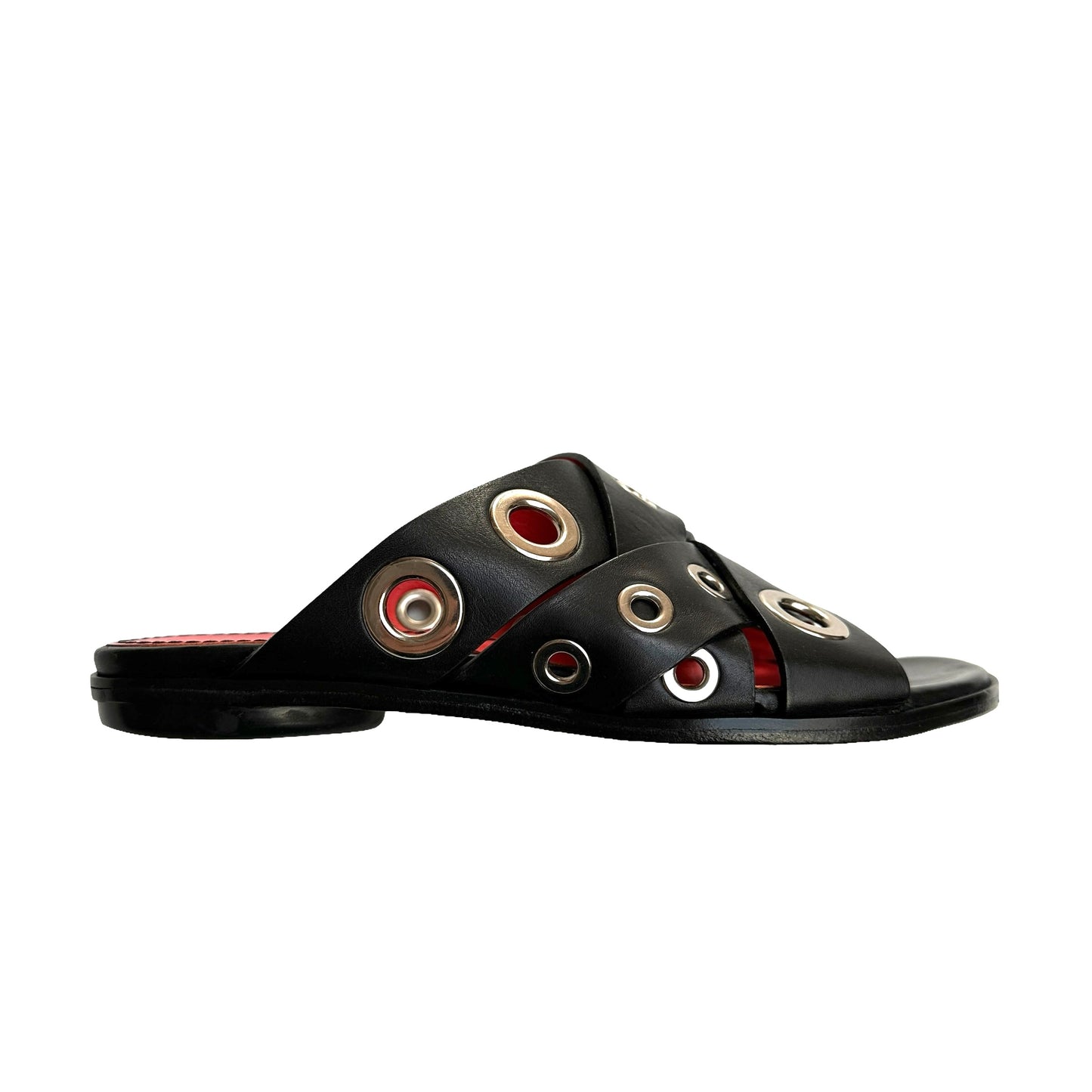 Black Leather and Silver Sandals - 5