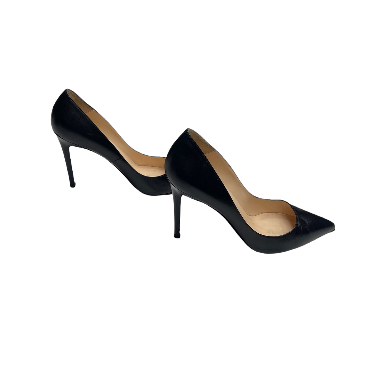 Black Leather Heels - 8