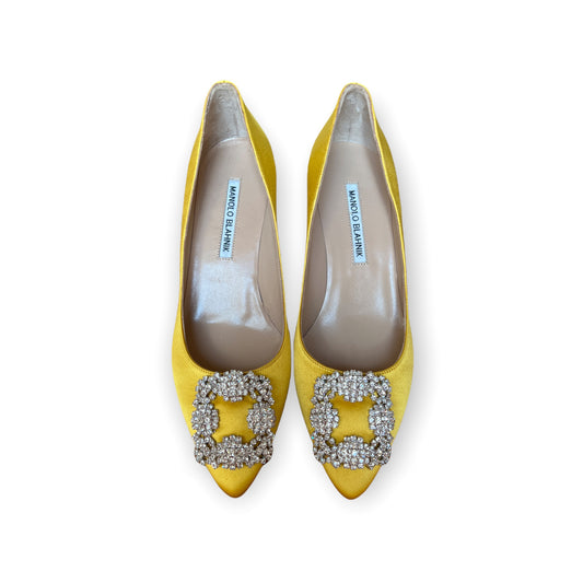Hanginsi Yellow Satin Pumps - 6.5