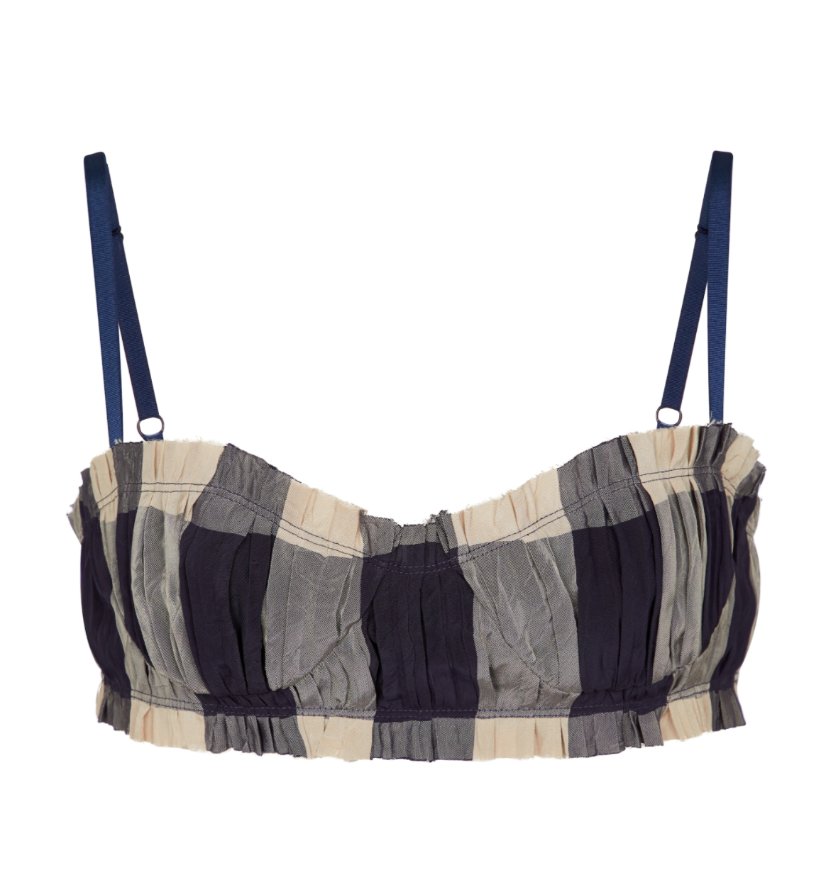 Pleated Check Print Bra and Skirt - 0