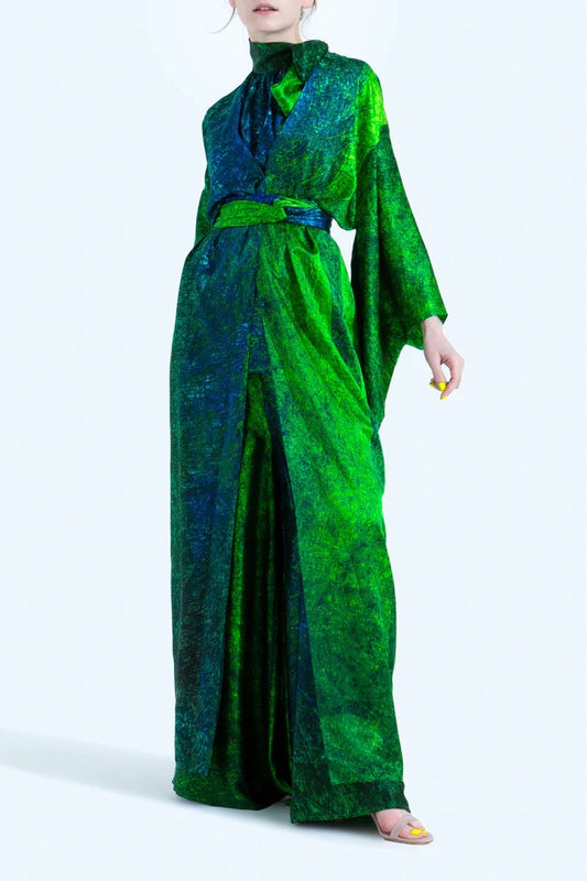 Green & Blue Silk Kimono - S