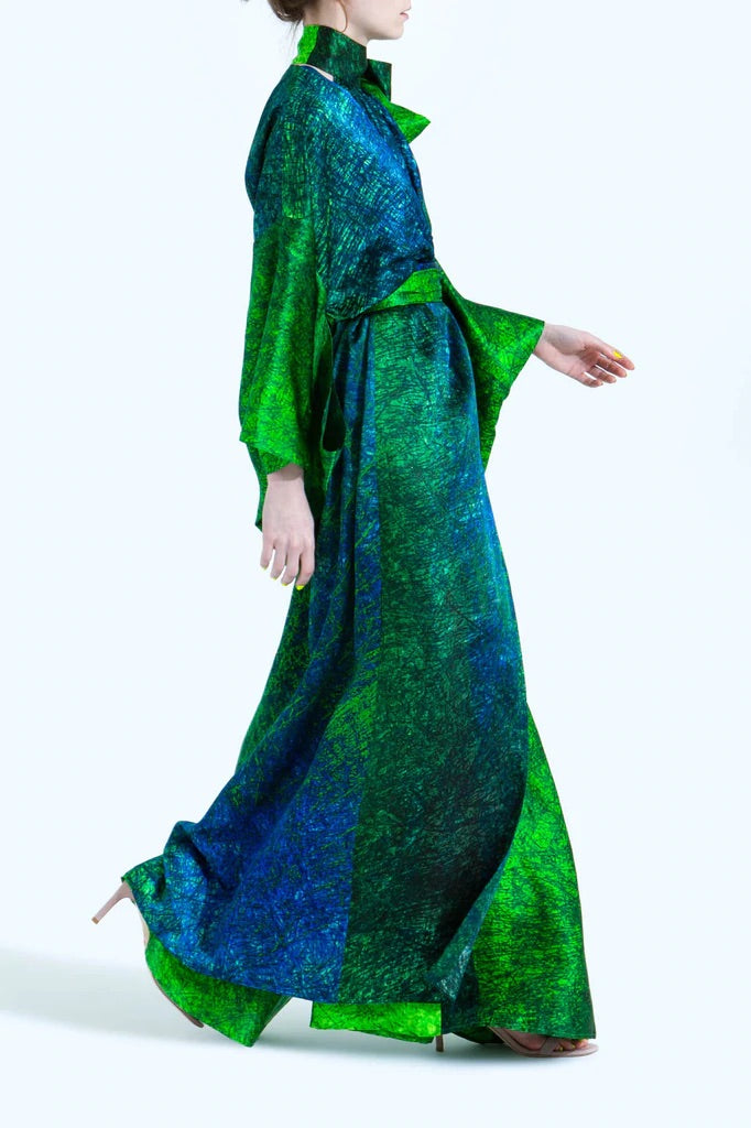 Green & Blue Silk Kimono - S
