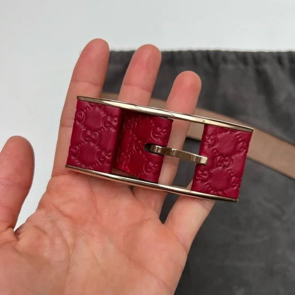 Red Logo Leather Belt